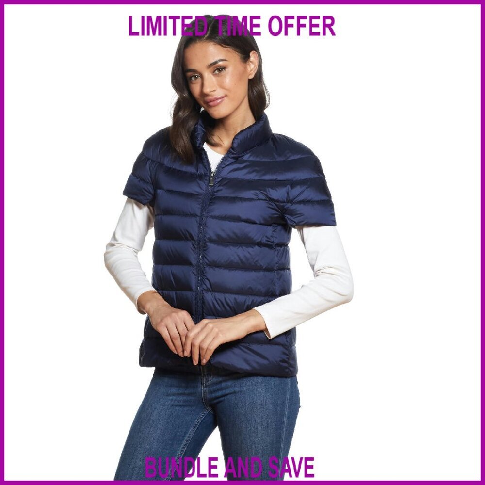 Lightweight Puffy Down Vest Quilted Short Sleeve Casual Outerwear